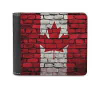 Canadian Flag Paint On The Wall Bifold Wallet PU Leather Credit Card Holder Wallets Slim Front Pocket Money Clip