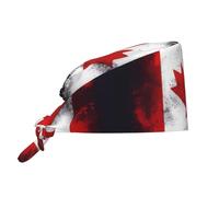 Canadian Flag Pattern Cleaning Working Cap Chef Hat for Women and Men, for Surgical, Nursing Black
