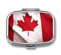 Canadian Flag Pill Box for Pocket Square Pill Box 2 Compartment Decorative Portable Travel Pill Holder Tablet Vitamin Organizer Mini Pill Case