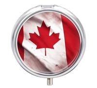 Canadian Flag Pill Case with 3 Compartments - Portable Travel Pill Organizer for Purse, Easy-Open Button Design, Small Round Pillbox Vitamin Holder Organizer for Women Men