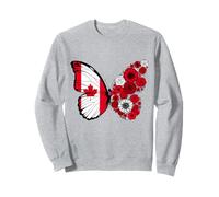 Canadian Flag Pride Canada Day Roots Butterfly Women Girls Sweatshirt
