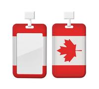 Canadian Flag Print Card ID Badge Holder with Breakaway Lanyard,for Doctor Teacher Nurse Staff Office