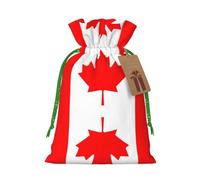 Canadian Flag Print Christmas Drawstring Holiday Candy Bag Xmas Sacks Reusable Wrapping Bags Party Favor