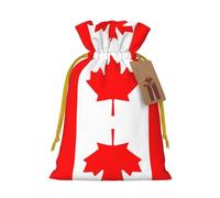 Canadian Flag Print Christmas Drawstring Holiday Candy Bag Xmas Sacks Reusable Wrapping Bags Party Favor