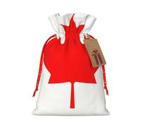Canadian flag print Christmas Packing Bag Linen Bags with Drawstring Wedding Present Bag
