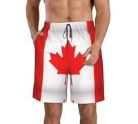 Canadian Flag Print Comfortable Shorts Practical Swim Trunks Summer Holidays Beach Days Casual Outings White
