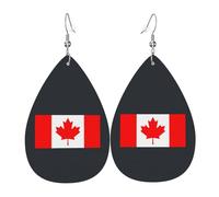 Canadian Flag Print Double-Sided Drop Earrings, Accessories,Dangle Earrings For Women All Occasions