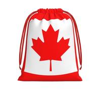 Canadian flag Print Drawstring Bags, Soft Plush Pouch Gift Bag, Christmas Favour Bags, Reusable Jewellery Storage Pouches for Party Wedding Candy Packaging Large