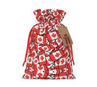 Canadian Flag Print Drawstring Gift Bags,For Holiday Season,Birthdays,Anniversaries And Any Special Occasion
