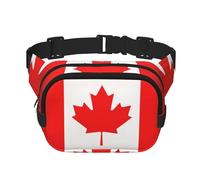Canadian flag Print Fashion Waist Packs Square Layer Waist Bag Black Belt Bag with Adjustable Strap, Black, One Size