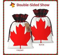 Canadian Flag Print Gift Reusable Bags Festive Drawstring Pouches Versatile Birthday Wedding Favors
