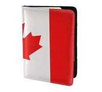 Canadian flag print Leather Card Case Travel Accessories Passport Holder Cover Wallet for Women Men, Black, One Size
