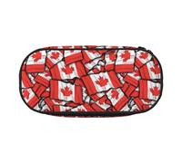 Canadian flag Print Pencil Case Spacious Pen Pouch Zipper High Capacity Makeup Tools Office Supplies, Black, One Size, Cute