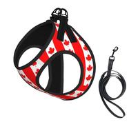 Canadian Flag Print Pet Supplies Adjustable Step-In Flex Breathable Mesh Dog Harness For Small Medium Dogs, S-L