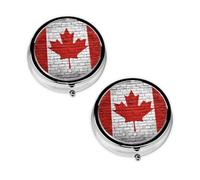 Canadian Flag Print Pill Box 3 Compartment Medicine Pill Case,Portable for Pocket Or Purse Pill Organizer Decorative Metal Medicine Vitamin Organizer Unique Gift