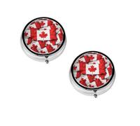 Canadian Flag -Print Portable Round Pill Box - Stylish Round Pill Organizer for Travel Compartments Gift for Medication Management