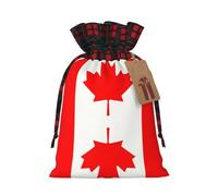 Canadian flag Print Reusable Gift Bags with Drawstring – Xmas Holiday Party Favors Pouches for Christmas, Birthdays