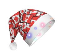 Canadian Flag Print Santa Hat With Led Lights, Funny Christmas Hats For Adults For New Year Holiday Party Supplies