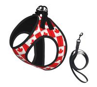 Canadian Flag Print Small Dog Harness And Leash Set, Adjustable Soft Vest With 360° Reflective Straps For Cats Puppy