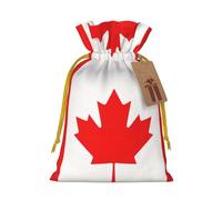 Canadian Flag Print Stylish Drawstring Pouches,Reusable Drawstring Gift Bags,Perfect For Holiday And Party
