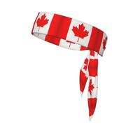 Canadian Flag Print Tie Headband For Women Men,Ninja Headbands, Sweat Headband,For Athletic Yoga Running Gym.