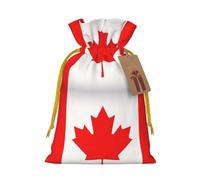 Canadian Flag Print Xmas Drawstring Wrapping Bags For Xmas Package Storage, Christmas Party Supplies Favors