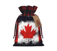 Canadian flag Printed Christmas drawstring gift bags, cloth snack bags, suitable for candy, gifts, storage and Christmas parties