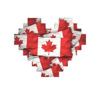Canadian flag Printed Jigsaw Puzzle 10.8x12.8 CM, Heart-Shaped Puzzle Challenging Game for Adults, Fun Decorative Wall Decor