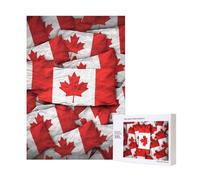 Canadian flag Printed Jigsaw Puzzle with Storage Box, Wooden Puzzle for Adults and Kids, 300 Pieces Family Fun Decorative Game