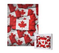 Canadian flag Printed Jigsaw Puzzle with Storage Box, Wooden Puzzle for Adults and Kids, 500 Pieces Family Fun Decorative Game