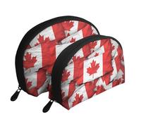 Canadian Flag Printed Makeup Bags 2-Piece Portable Shell Travel Toiletry Bag Cosmetic Organizer Bag for Women