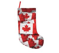 Canadian flag Printed Modern Patchwork Christmas Stocking ¨C 18in Washable Holiday Sock for Family, Kids & Home Decor