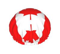 Canadian flag Printed shower cap, reusable, specially designed for women's long hair, double-layer structure, suitable for bathing.