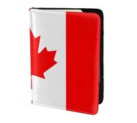Canadian Flag Printing Cowhide Passport Holder,Passport Cover,Travel Card Cover Case For Men Women,Documents Protector, Black, One Size