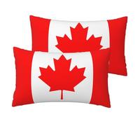 Canadian Flag Printing Imitation Linen Pillow Cases Set Of 2 Luxury Pillow Cases 12x20 Inches For Sofa,Bed,Office