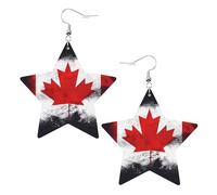 Canadian flag Prints Leather star earrings Pendant Stylish and light Lightweight Dangle for Women Girls, One Size, Leather, No Gemstone