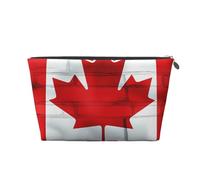 Canadian Flag Prints PVC Leather Travel Toiletry Bag with Silver Zippers, Waterproof Cosmetic Organiser for Makeup, Toiletries & Essentials