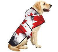 Canadian flag Reflective Waterproof Dog Raincoat Jacket, Adjustable Hooded Pet Coat with Leash Hole,for Outdoor UseL