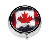 Canadian Flag Round Mini Pill Box, 3 Compartment Pill Box, Portable Pill Box, can be Put into Wallet, Pocket, Light and Convenient