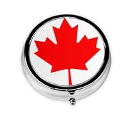 Canadian Flag Round Mini Pill Box: 3-Compartment Portable Metal Pill Organizer with Snap Closure, Ideal for Daily Travel Use