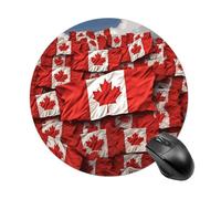 Canadian Flag Round Mouse Pad Cute Small Computer Mouse Mat Non-Slip Rubber Base Gaming Mousepad for Wireless Mouse, Gaming, Office, Laptop, Women, Men