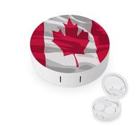Canadian Flag Round Travel Contact Lens Kit with Mirror