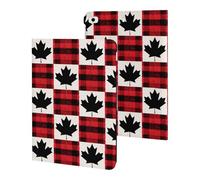 Canadian Flag Scottish Tartan Plaid Checkered Cute Tablet Case Unisex Slim Hard Protective Cover Compatible with iPad 9th/ 8th/ 7th