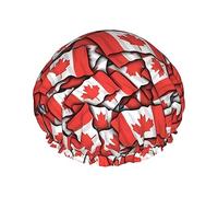 Canadian Flag Shower Cap For Women Reusable Double Layers Bathing Bath Cap Hair Caps Waterproof Elastic Band Ladies Spa Salon Shower Hat Hair Caps