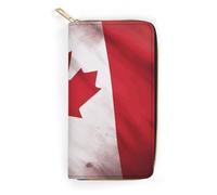 Canadian Flag Slim Thin Credit Card Wallet, PU Leather Bifold Cash Wallet, Zipper Coin Pocket Id Window Wallet Storage Bag Wallet Coin Purse Pouch Change Holder Small with Zipper for Men And Women