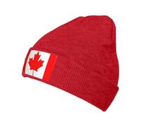 Canadian Flag Slouchy Beanies for Unisex Winter Lightweight Knit Hat Cuffed Soft Warm Slouch Beanie Cap Red