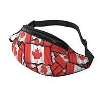 Canadian Flag Sport Waist Bag Travel Bumbags with Zipper and Earphone Hole, Running Fanny Pack Waist Pack with Adjustable Belt for Men Women