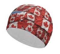 Canadian Flag Swim Cap for Adult, Elastic Fabric Swimming Cap, Comfortable Bathing Cap for Long & Short Hair