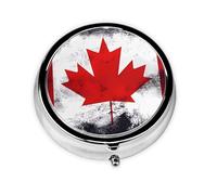 Canadian Flag This Small, Round Pill Box is a Portable Travel Medicine Organizer with Three compartments for Storing Daily medications.