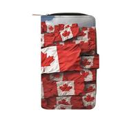 Canadian Flag Wallet Multifunctional Leather Wallets for Men Compact Long Wallet Credit Card Holder Passport Bag